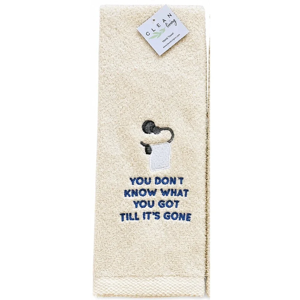Avanti Hand Towels Set of 2 Don't Know What You've Got Ivory Embroidered Guest